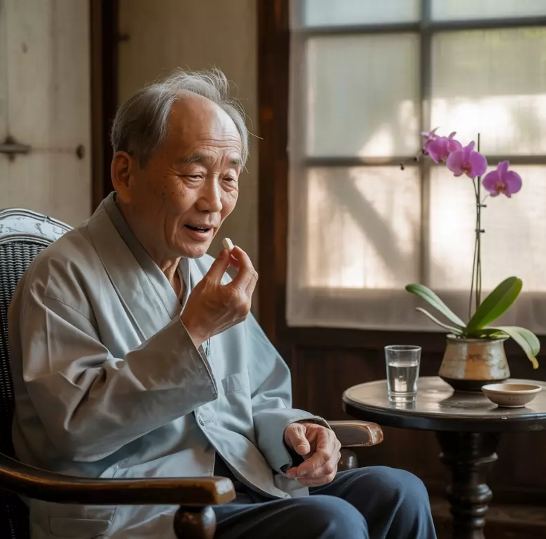 파킨슨병 치료약을 먹고 있는 이미지