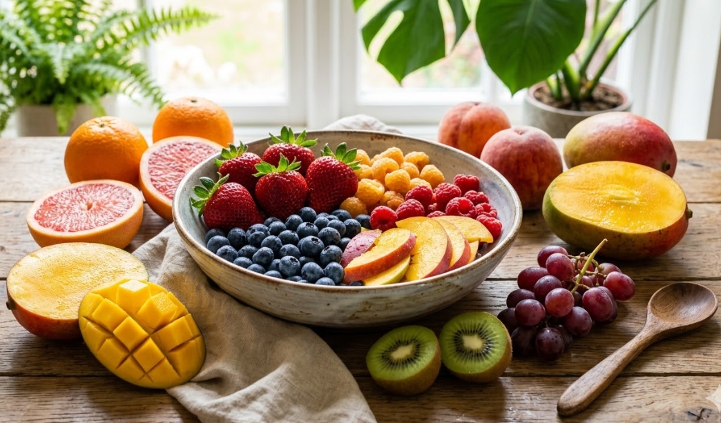 올바른 과일 섭취와 식습관을 설명하는 사진