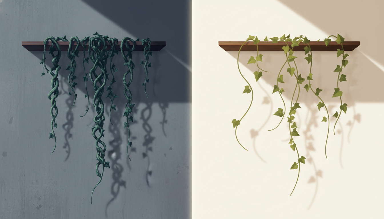 기운을 하강시키고 꼬이게 할 수 있는 아래로 자라는 덩굴식물