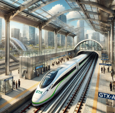 GTX-A 운정중앙역과 GTX-A 기차를 담은 이미지