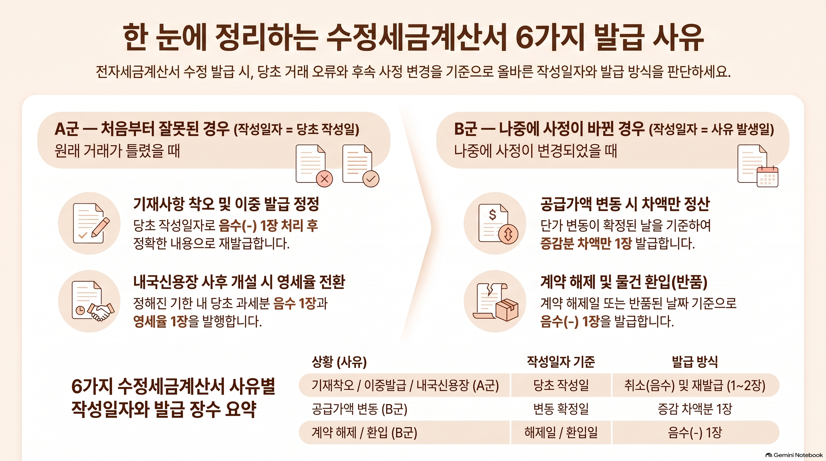 수정세금계산서 6가지 사유 판단 흐름도