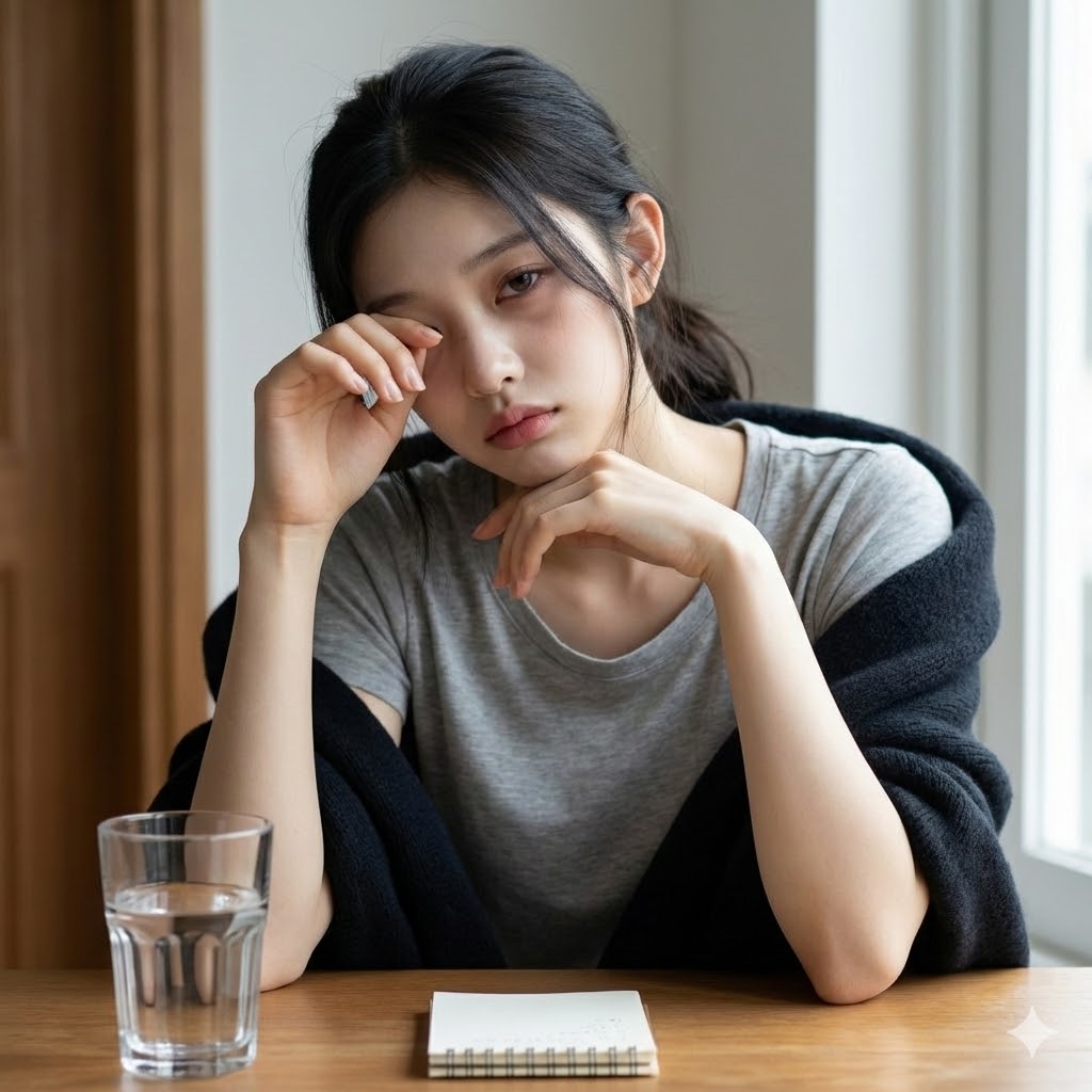 다이어트 중 갑작스러운 피로감 느끼는 여성 사진