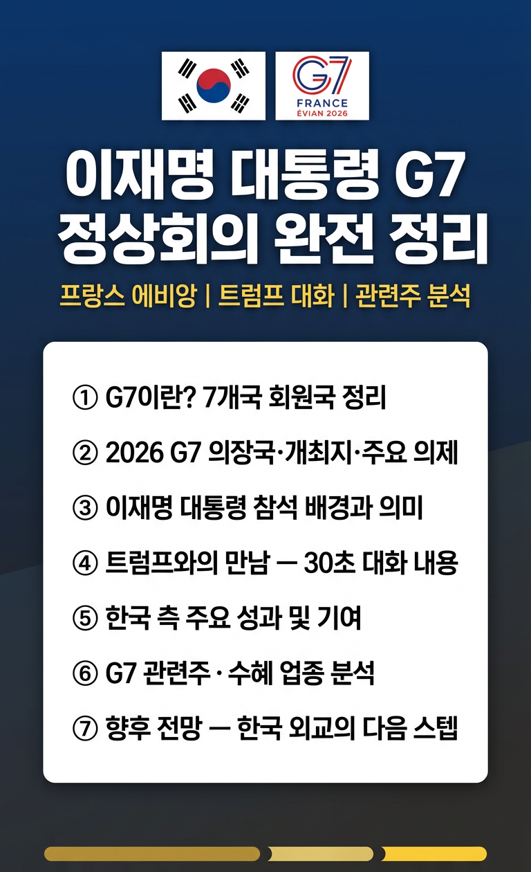 이재명 대통령 G7 회의 참석, G7 국가 어디인가? 회의 내용, 트럼프 대화, 면담 내용, 관련주, 향후 전망