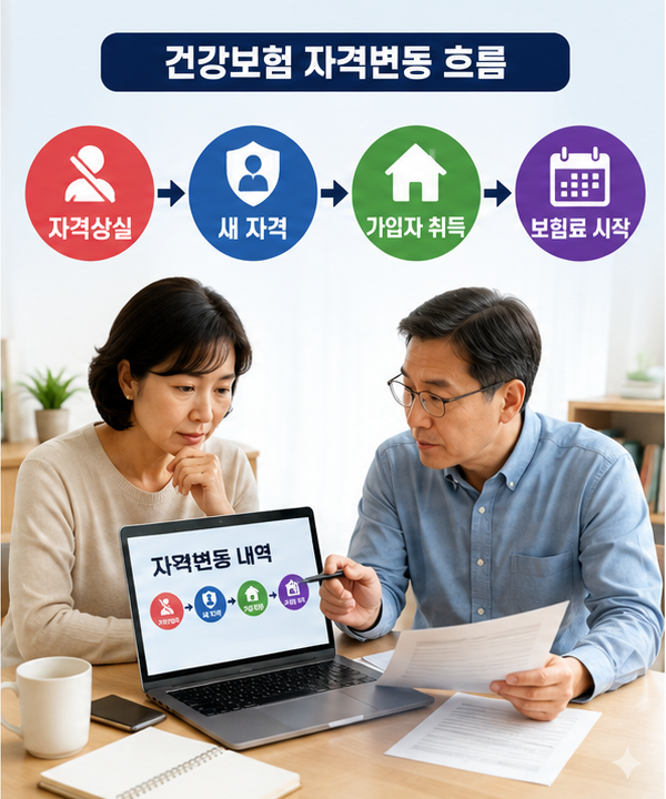 건강보험 피부양자 탈락 자격상실일 지역가입자 자격취득일 보험료 시작월 흐름