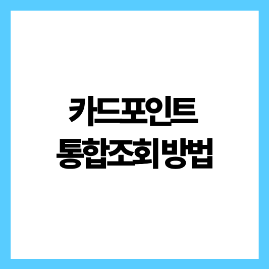 카드포인트 통합조회 방법