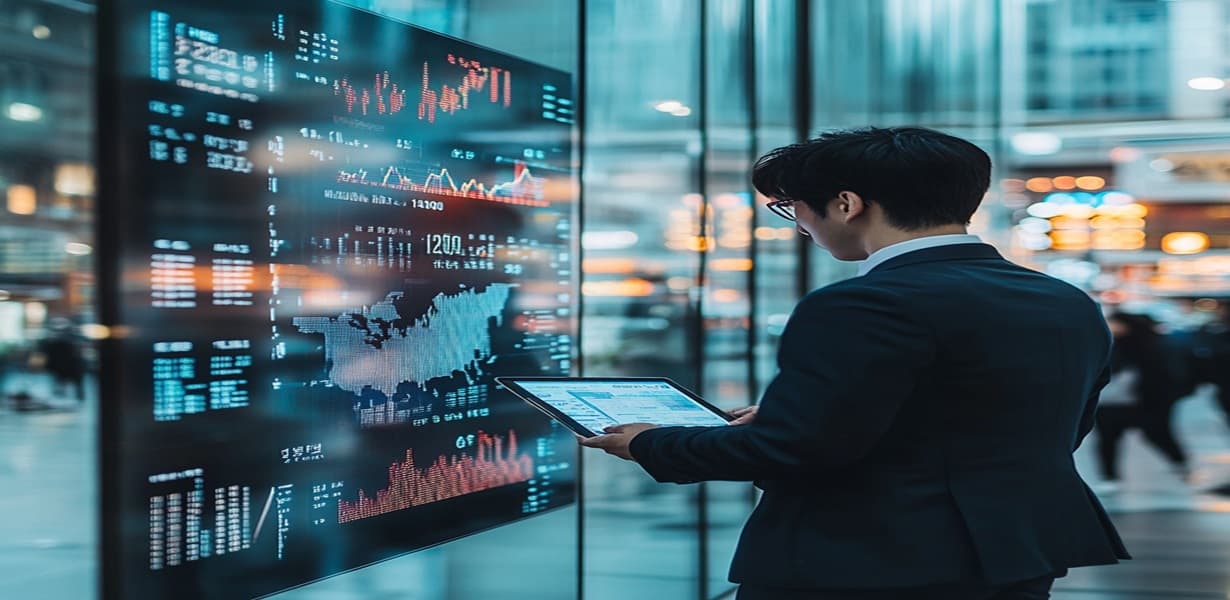 원달러 환율이 1300원을 돌파하는 모습을 전광판에 표시