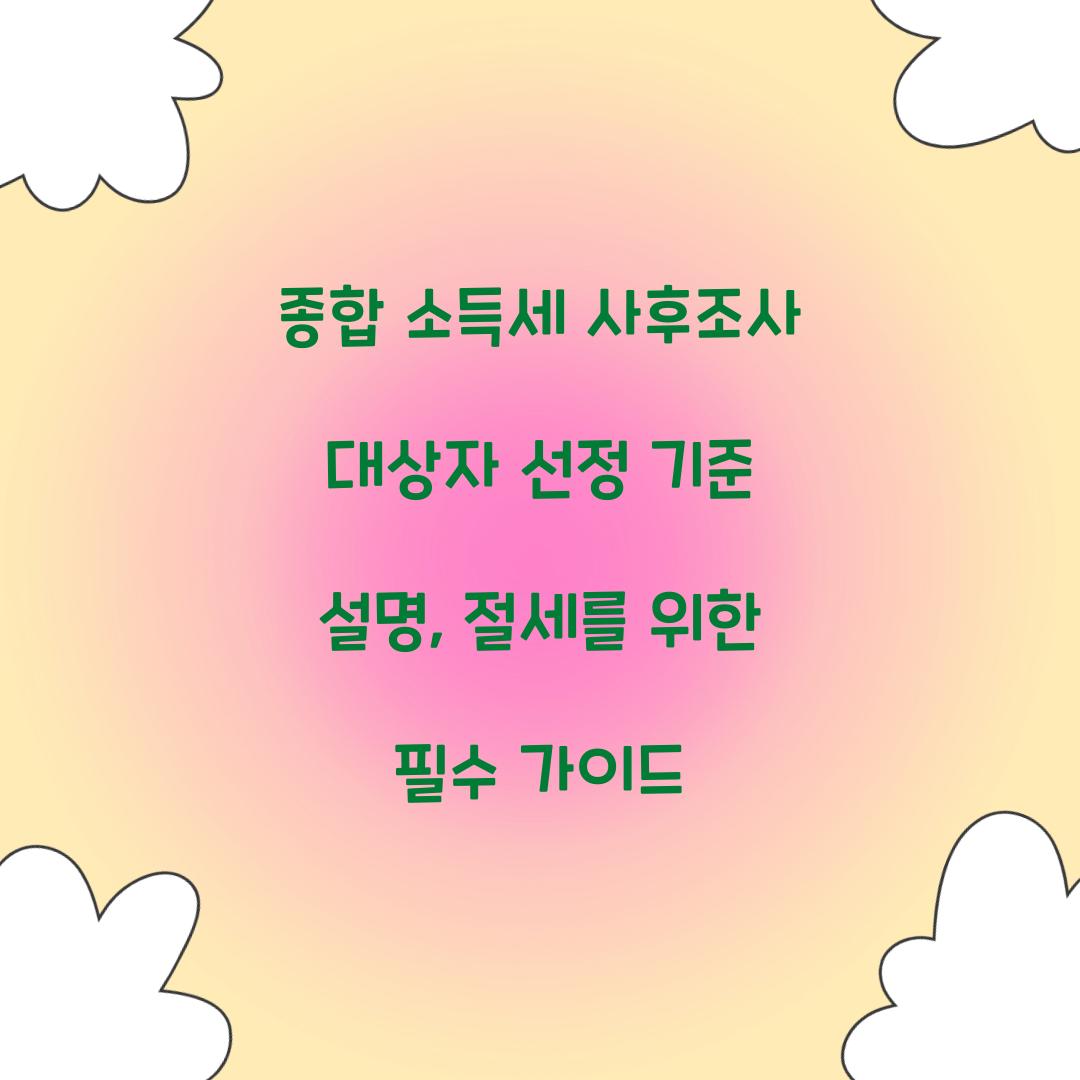 종합 소득세 사후조사 대상자 선정 기준 설명