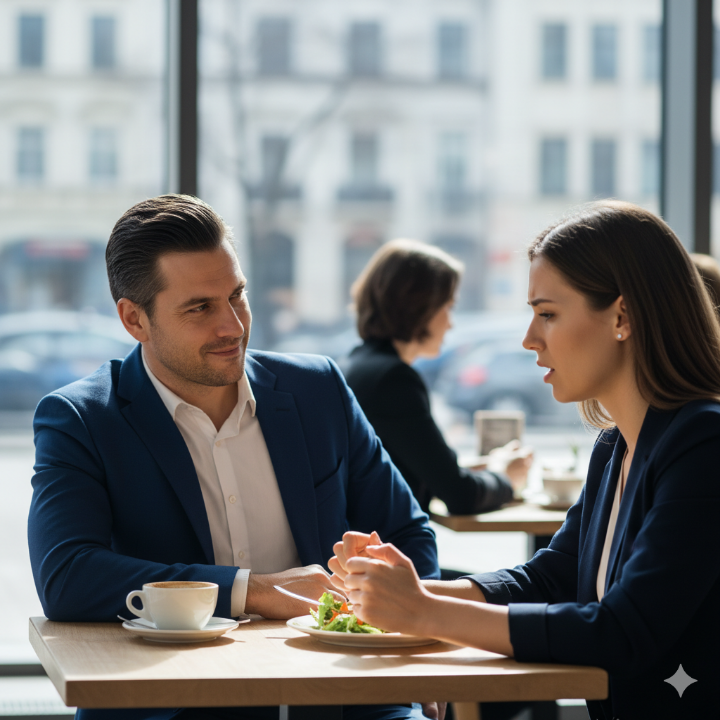 대화 중 상대를 무시하는 듯한 표정의 사람