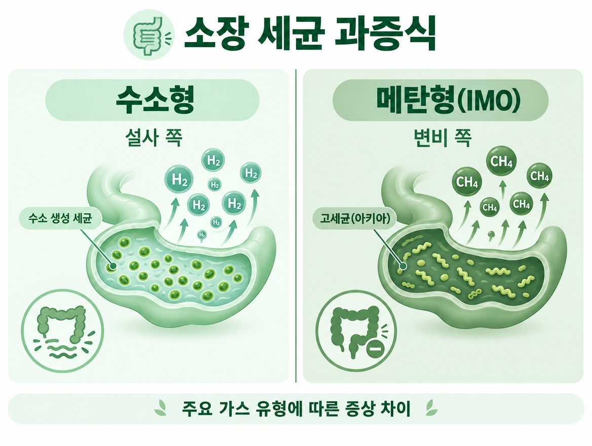 SIBO 설사 변비 차이 수소형 메탄형