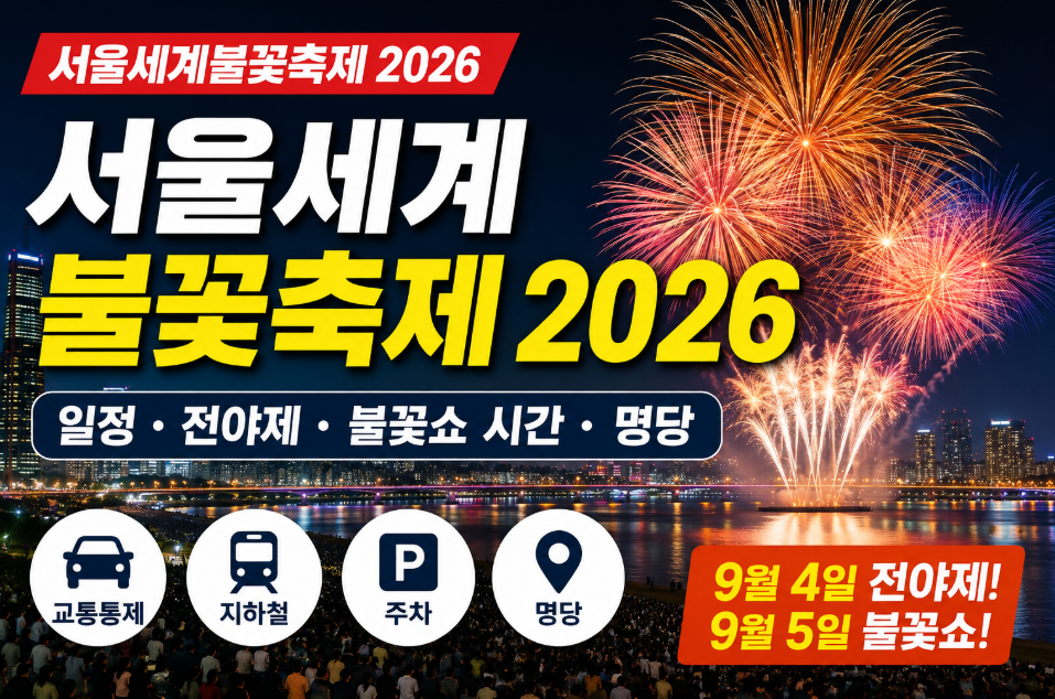 서울세계불꽃축제 2026 일정｜전야제&middot;불꽃쇼 시간&middot;명당&middot;교통통제&middot;지하철&middot;주차