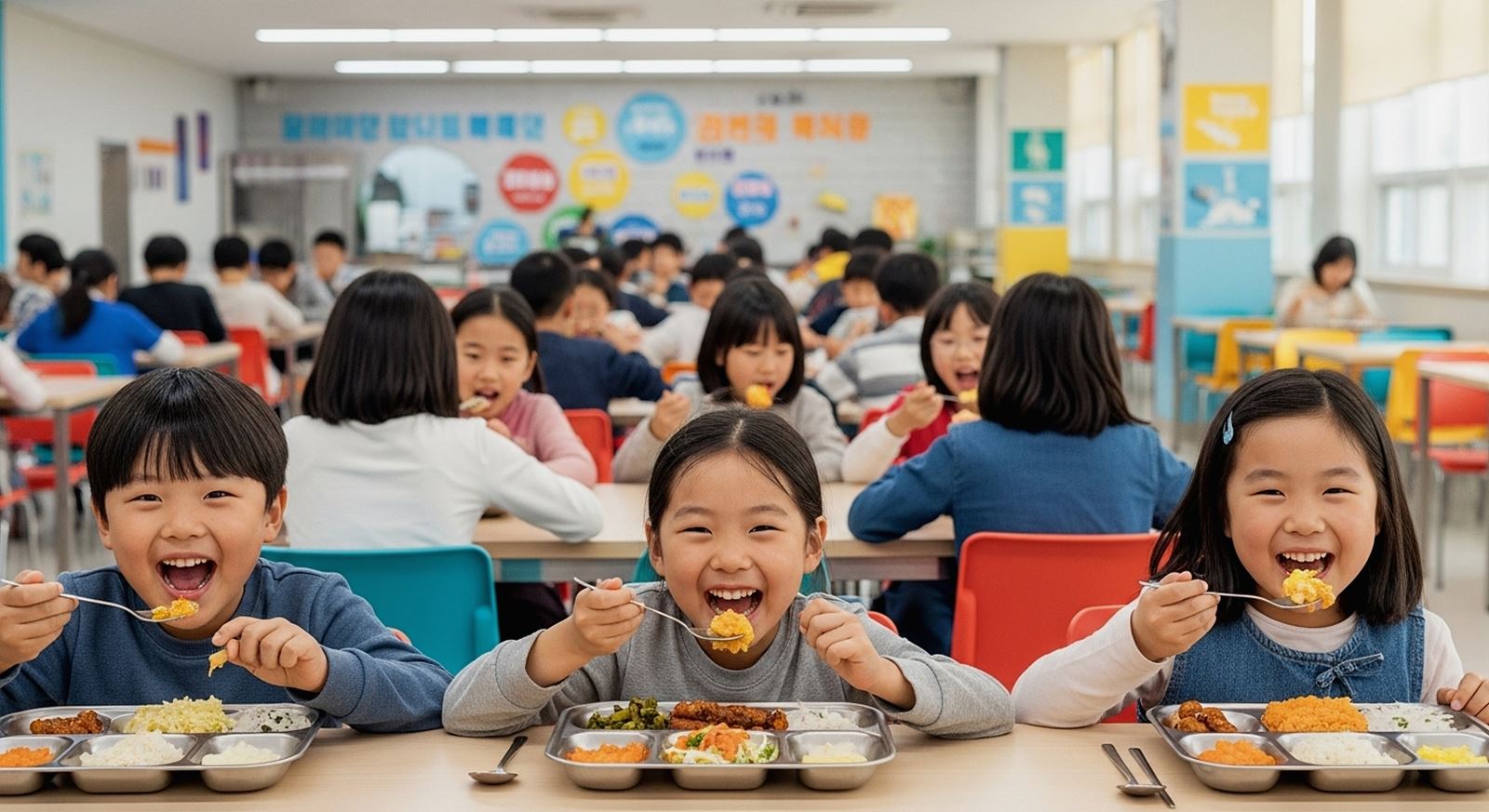 2025년 결식아동 급식지원 정책 변화를 상징하는 밝고 희망찬 이미지