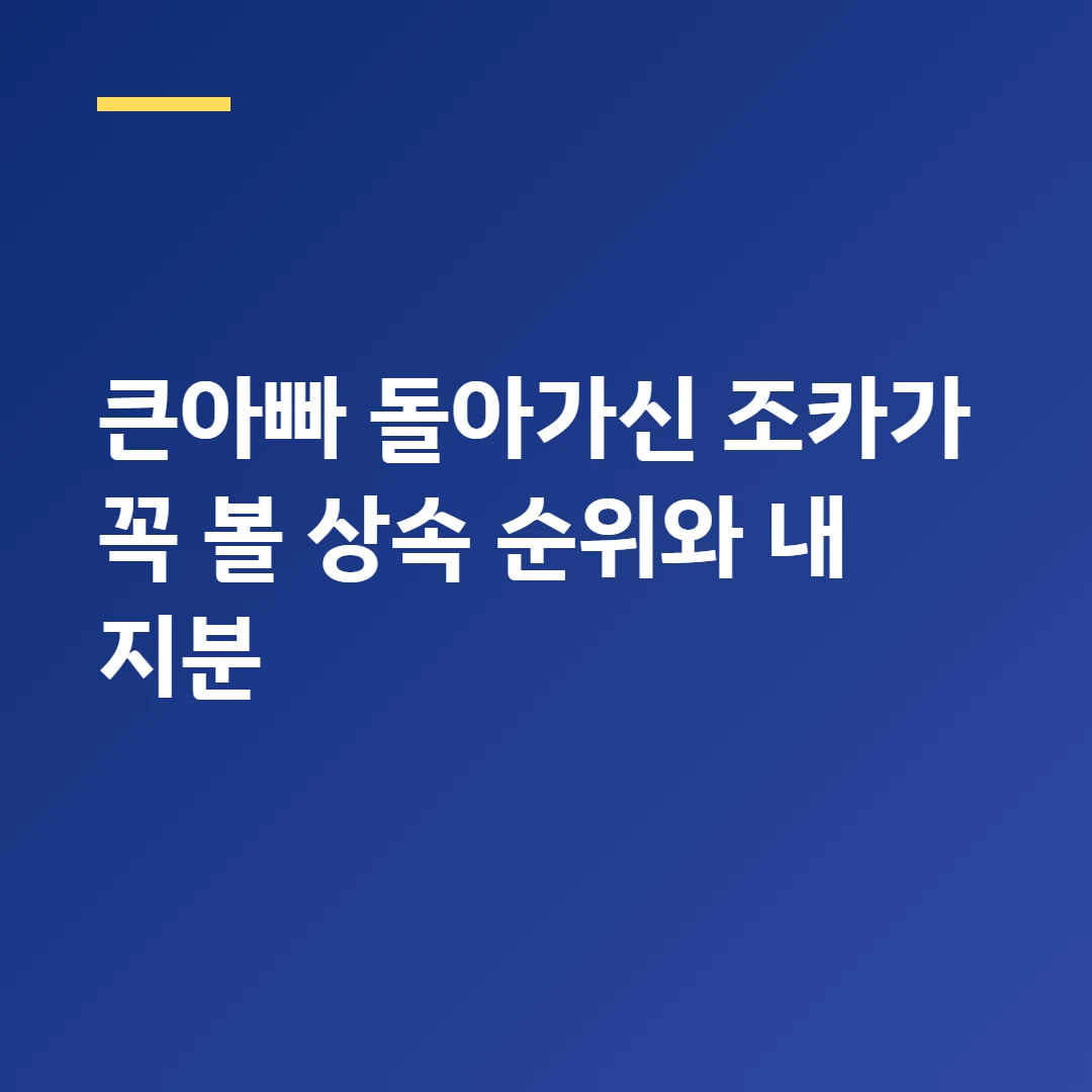 큰아빠 돌아가신 조카가 꼭 볼 상속 순위와 내 지분