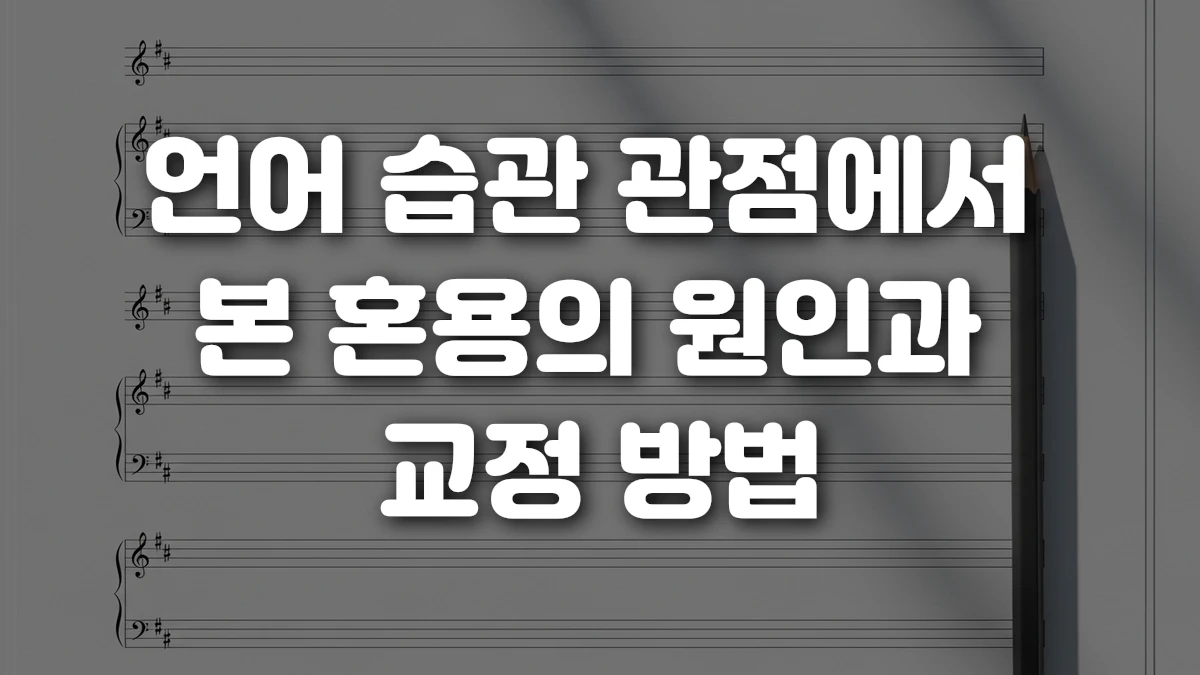 언어 습관 관점에서 본 혼용의 원인과 교정 방법