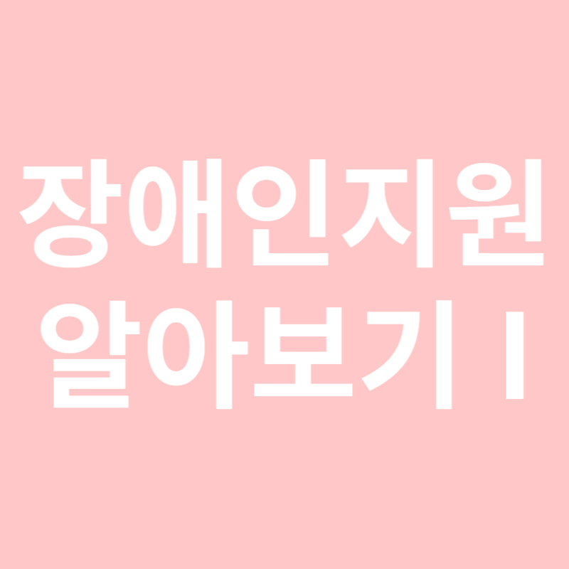 장애인 지원 알아보기 I
