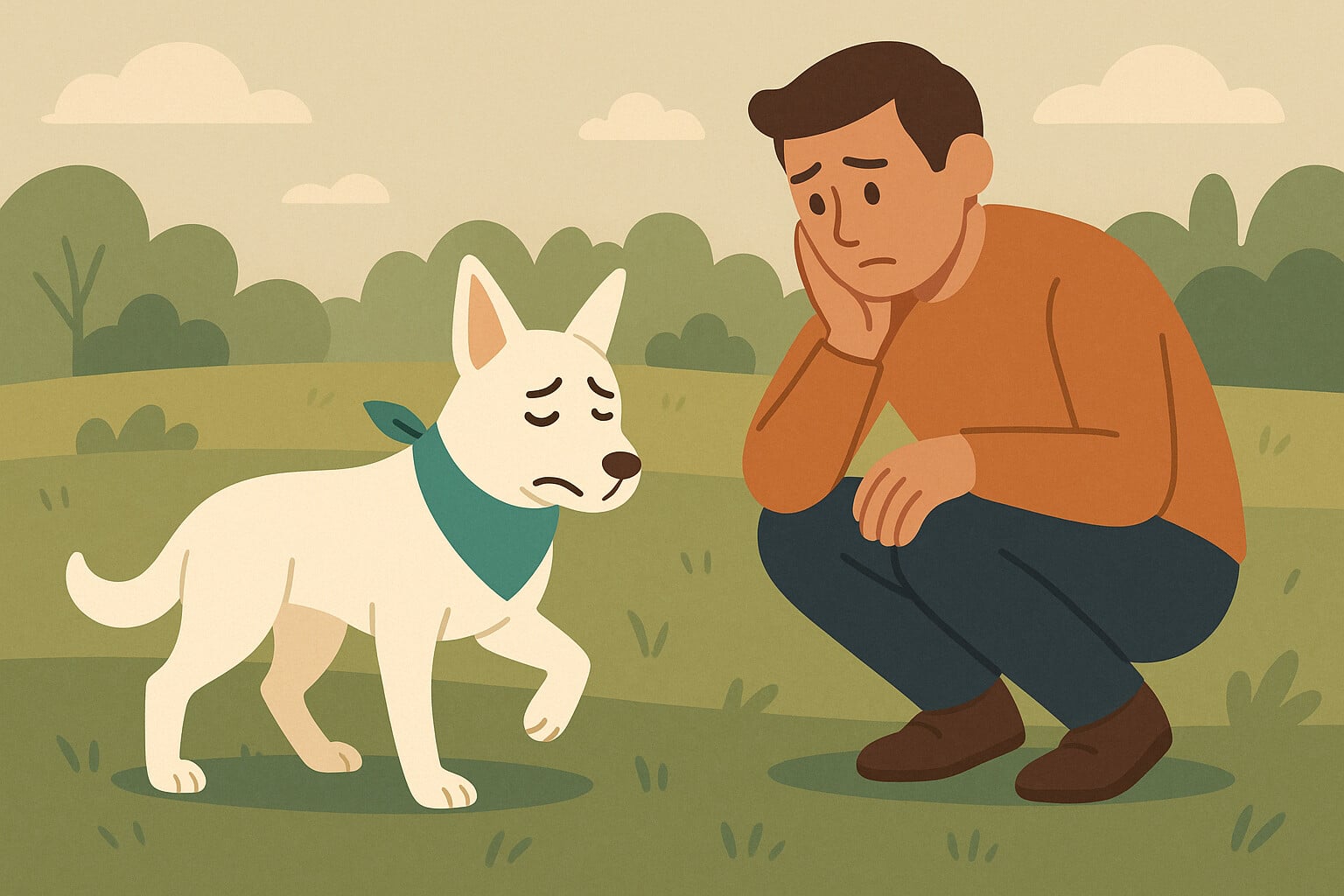 한쪽 다리를 절고 있는 강아지 이미지