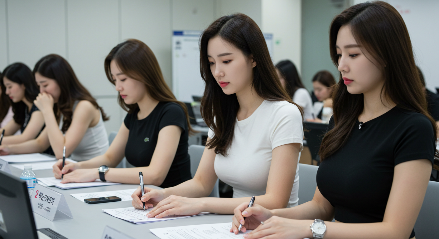 서류작업중인 여성들