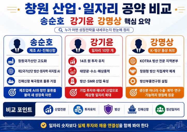 2026 창원시장 후보 공약 비교 송순호 강기윤 강명상 핵심정리