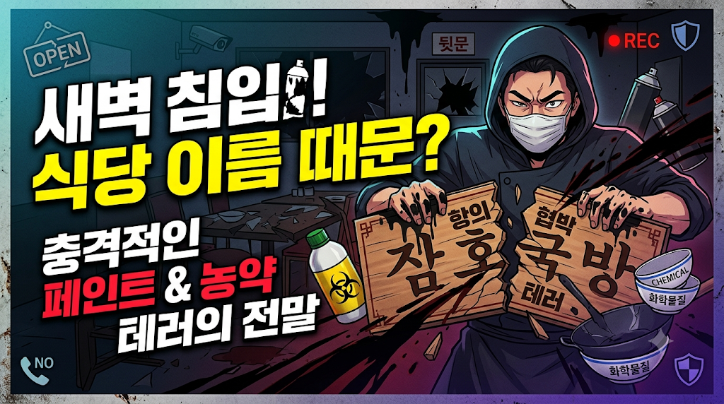 새벽 침입 식당 이름 때문?충격적인 페인트/통약 테러의 전말