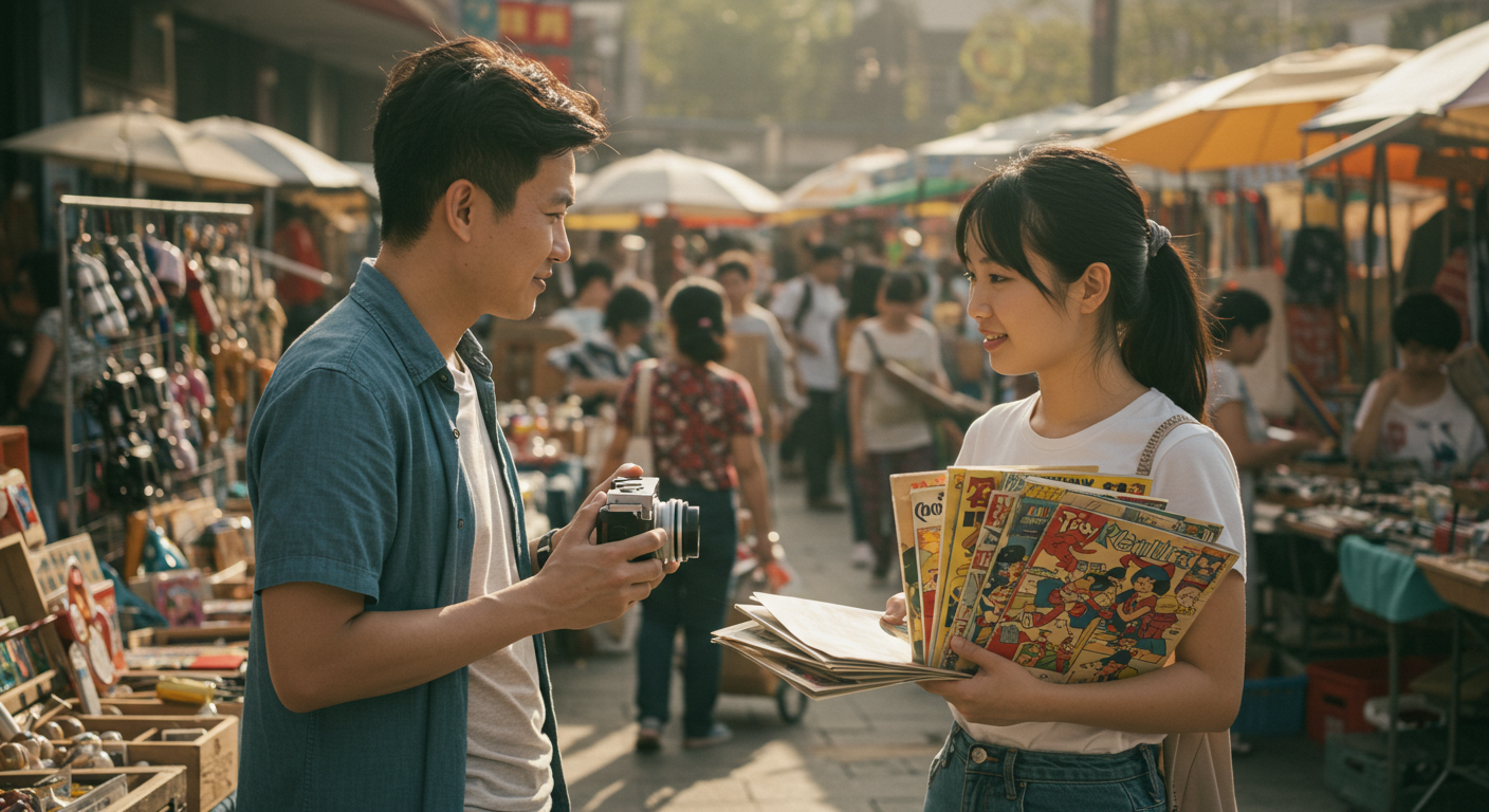 중고거래를 하는 남녀