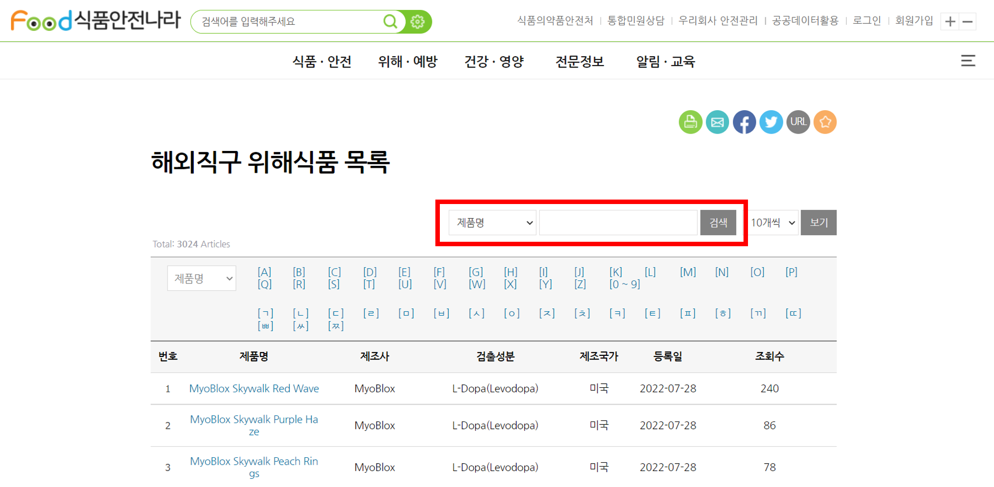 해외직구 구매대행 주의금지품목 상표권 검색방법