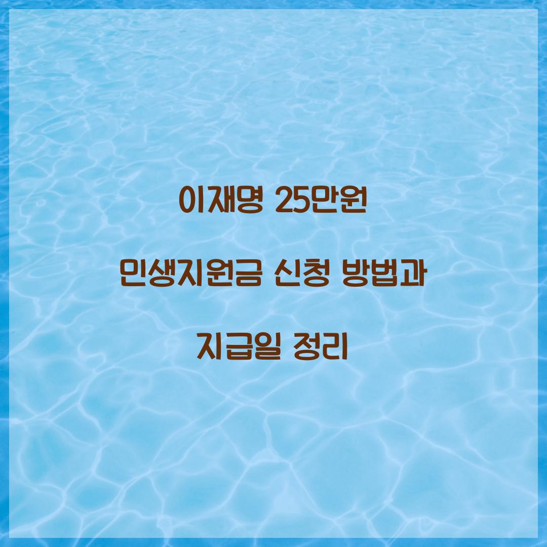 이재명 25만원 민생지원금