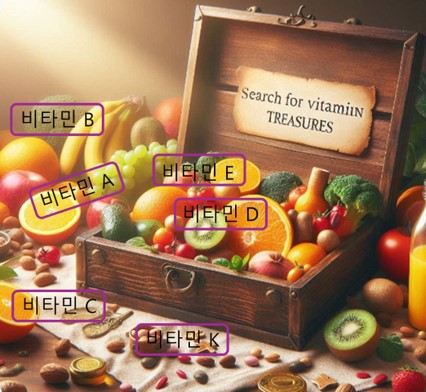여러 종류의 비타민 주변에 넘쳐요