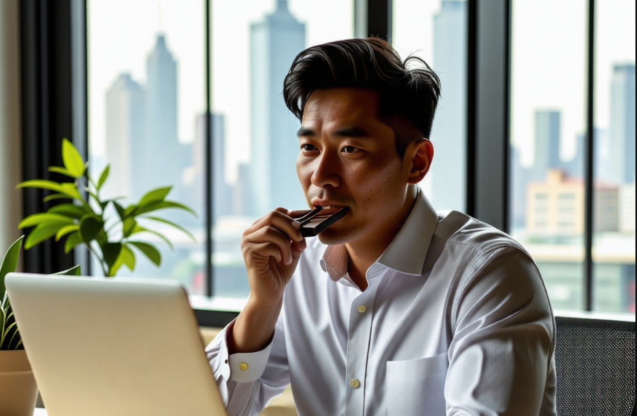 다크초콜릿을 먹는 직장인 사진