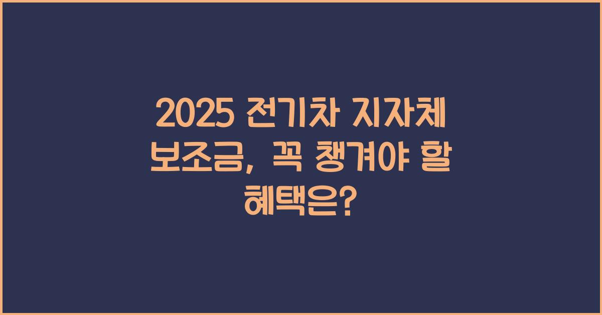 2025 전기차 지자체 보조금