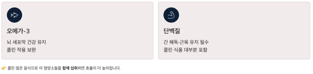 콜린 많은 음식 오메가3