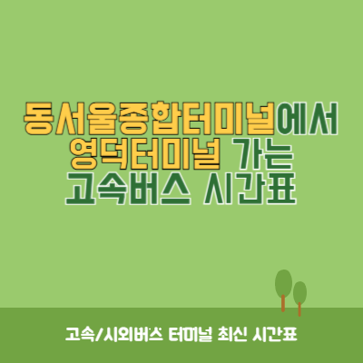 동서울종합터미널에서 영덕터미널 가는 고속버스 시간표 최신정보