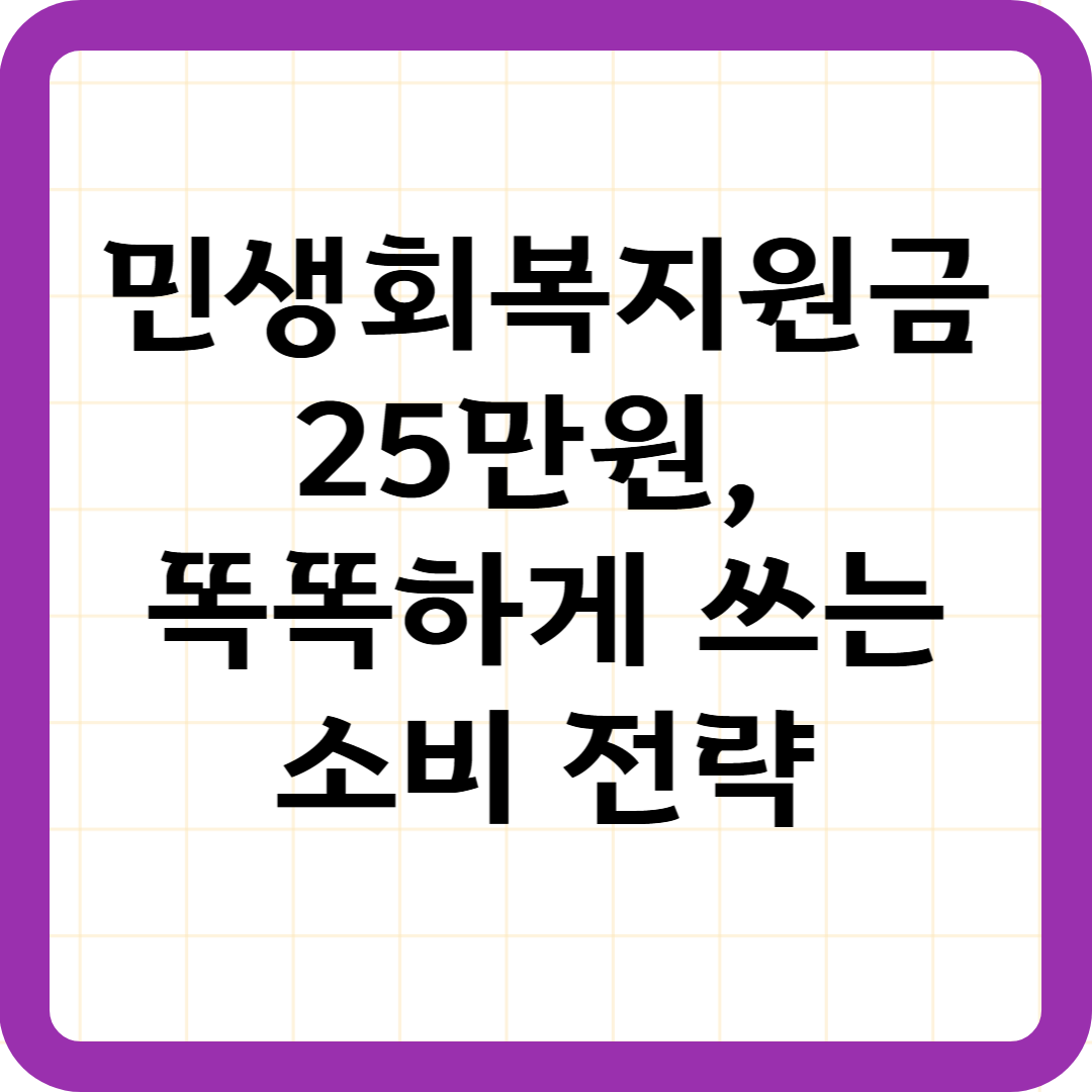 민생회복지원금 25만원, 똑똑하게 쓰는 소비 전략