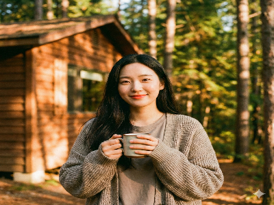 자연광에서 촬영한 한국 여성 블로거 감성 사진