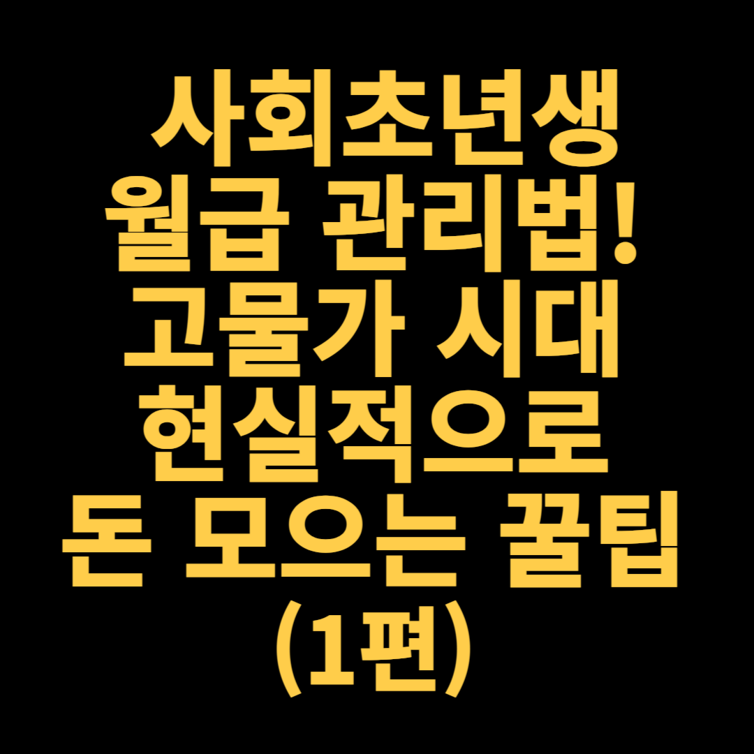 사회초년생 월급 관리법! 고물가 시대, 현실적으로 돈 모으는 꿀팁 (1편) - 대표이미지