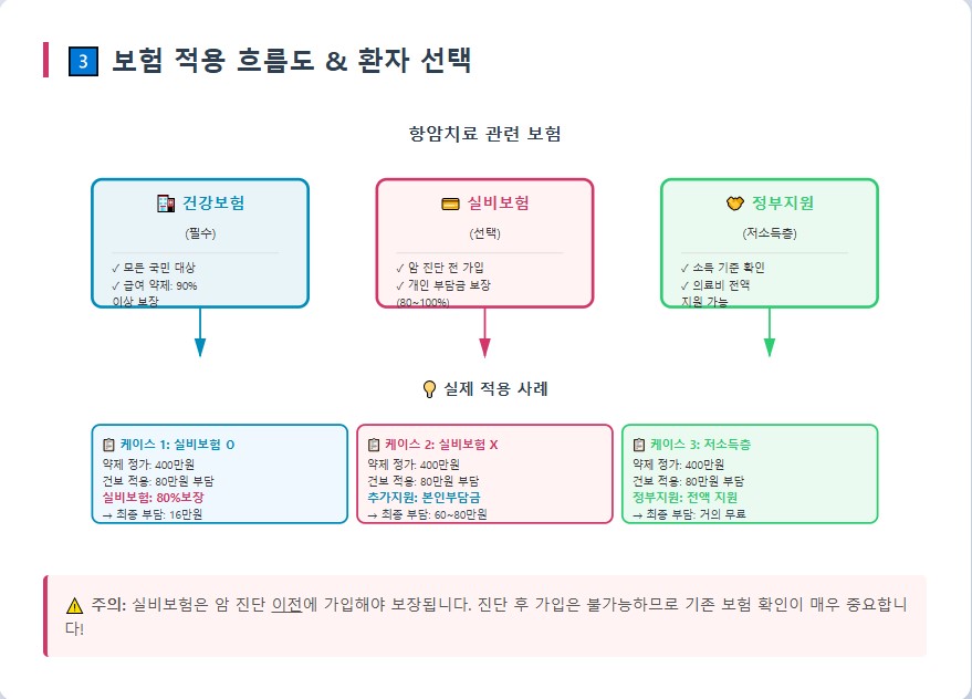 유방암 항암치료비 구성 및 보험 적용 범위 인포그래픽