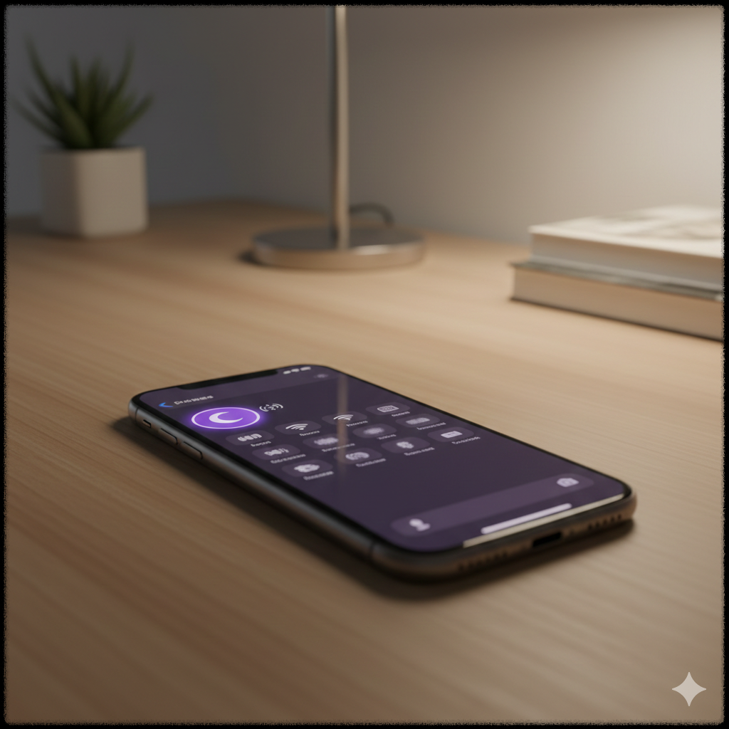 스마트폰에서 방해 금지 또는 집중 모드를 확인하는 모습