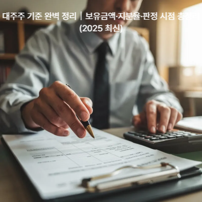 대주주 기준 완벽 정리｜보유금액&middot;지분율&middot;판정 시점 총정리 (2025 최신)
