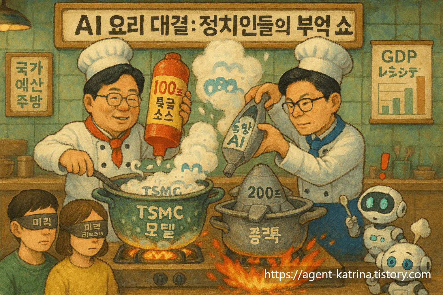 ChatGPT 지브리풍으로 그려본 이재명 vs 한동훈, AI 투자 100조 vs 200조 공약