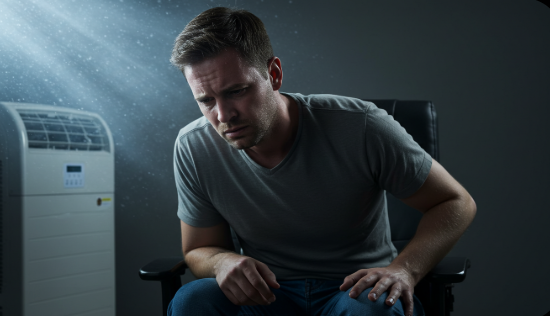 냉방병 앓고 있는 남성 사진