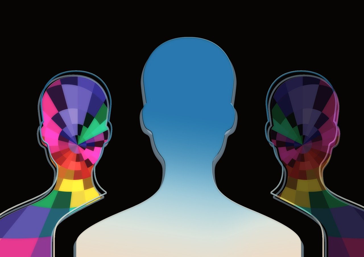 사람의 실루엣 , 컬러 모자이크 형상