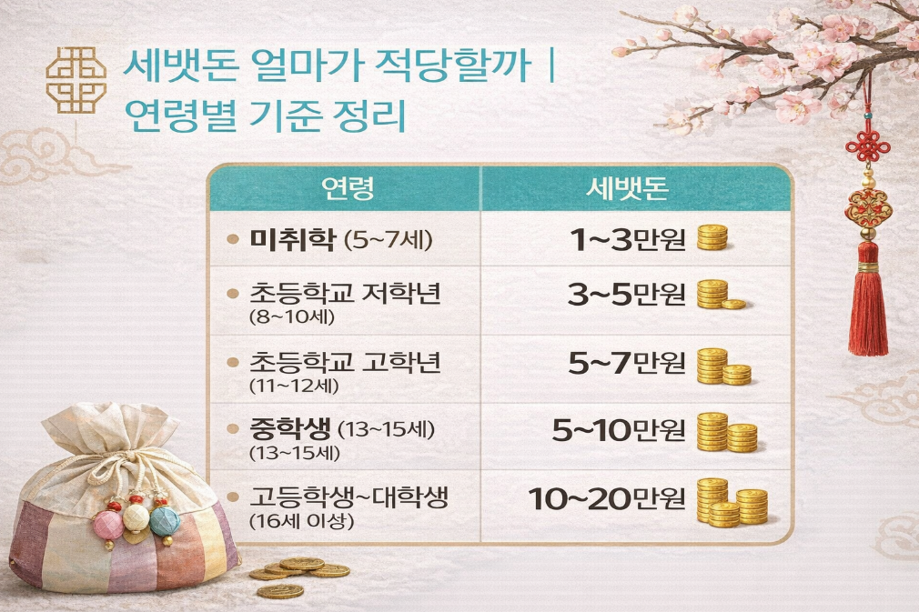 세뱃돈 얼마가 적당할까? 연령별 금액 기준표