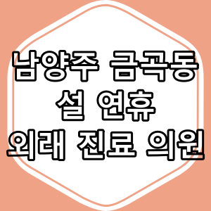 남양주시 금곡동 2025년 설 연휴 문 여는 병원.약국 총정리