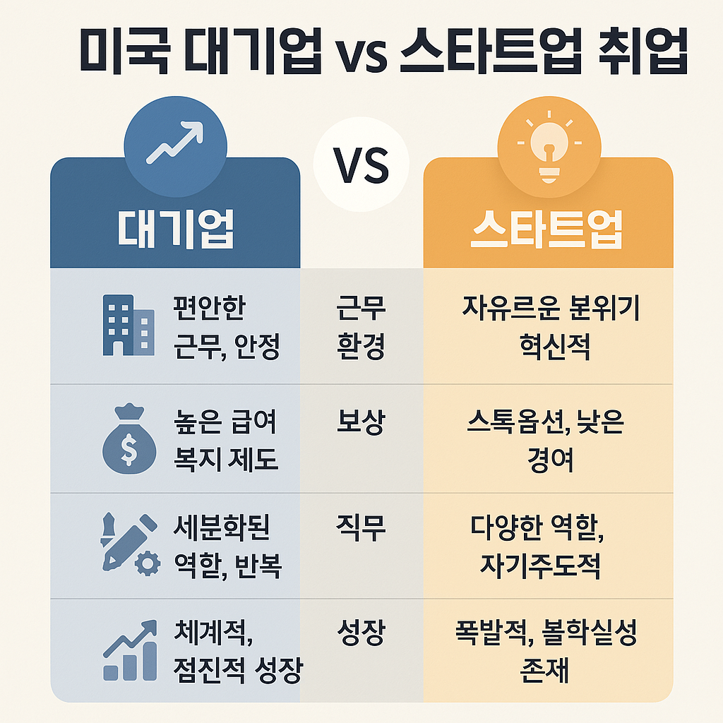 미국 대기업 vs 스타트업 취업 차이