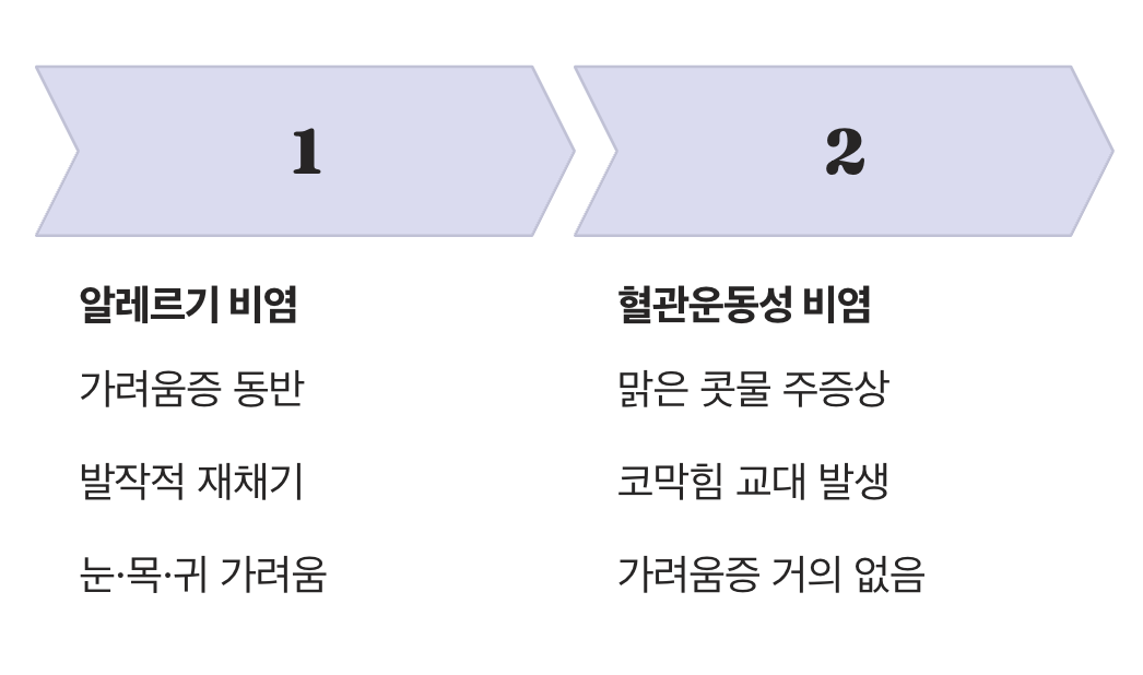 가려움 없이 콧물만 흐른다면