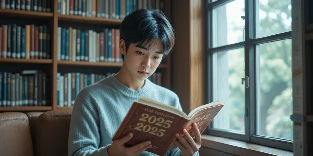 용띠 운세를 열심히 읽고 있는 모습