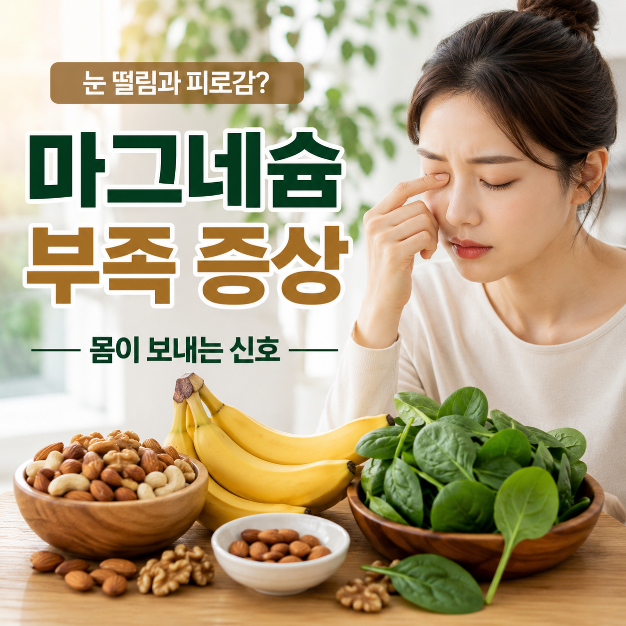 마그네슘 부족 증상을 소개하는 건강 블로그 텍스트 강조형 썸네일