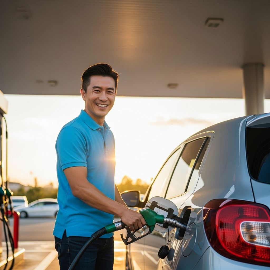 경차 사랑카드, 자동차 주유 중인 남성