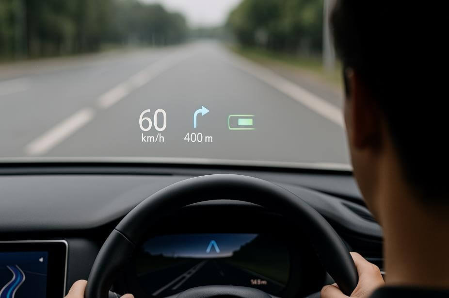 운전자가 HUD로 속도&middot;경로&middot;배터리 정보를 확인