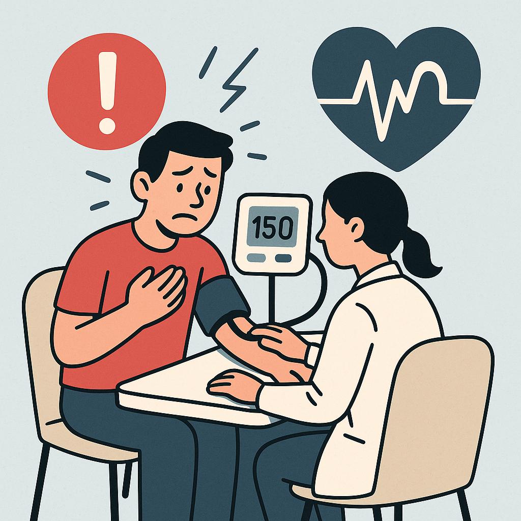 고혈압 진단 받는 남성 일러스트