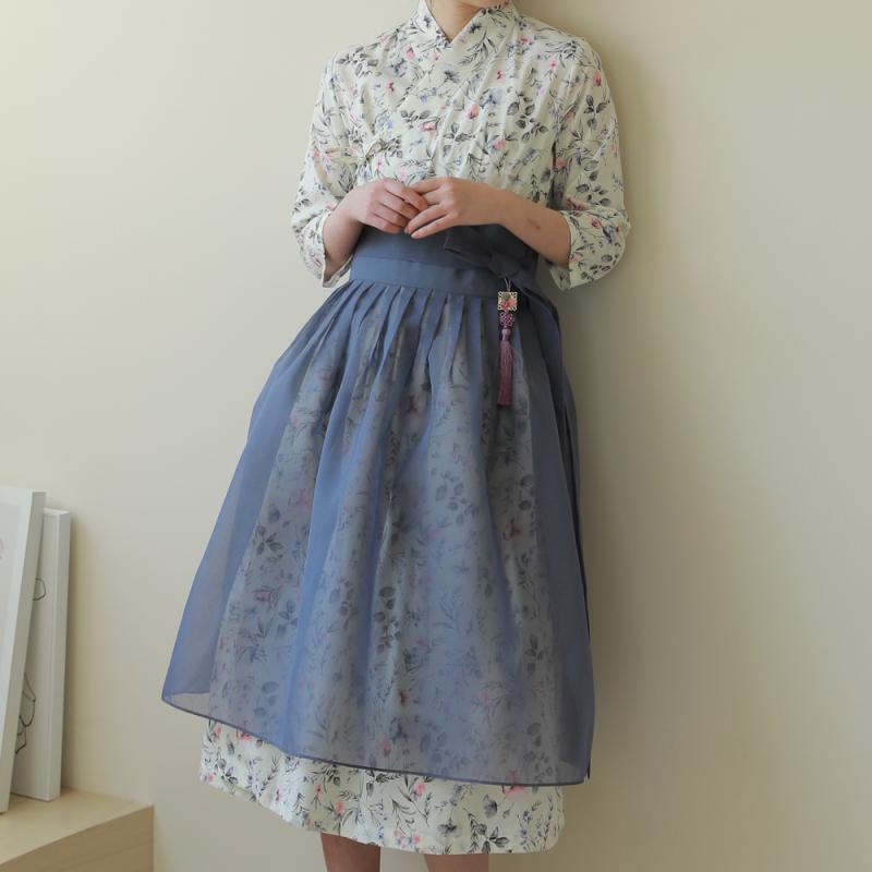 여름생활한복 철릭원피스 칠부 향기가득(반팔로 제작가능)