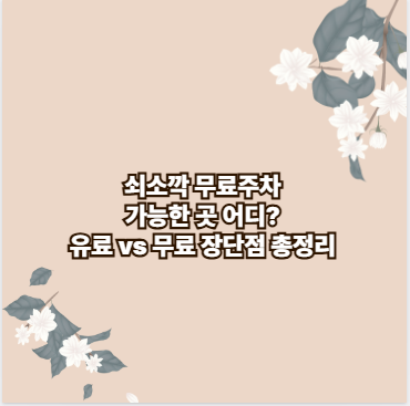 쇠소깍 무료주차 가능한 곳 어디? 유료 vs 무료 장단점 총정리